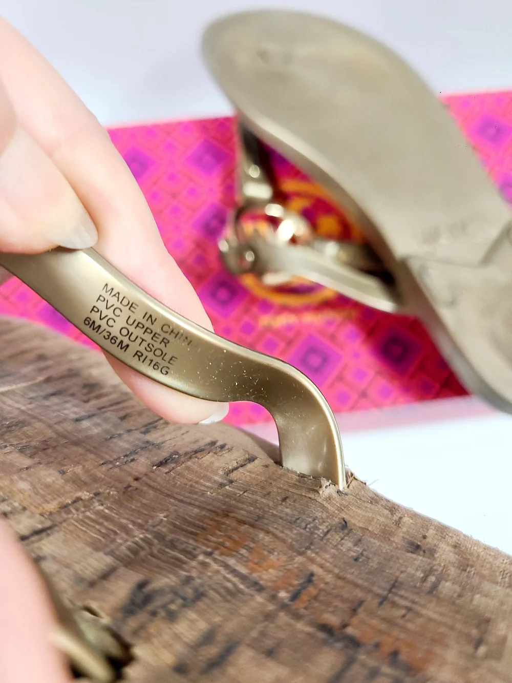 Michael Kors MK Designer Charm Jelly Cork Thong Sandals metallic gold 6